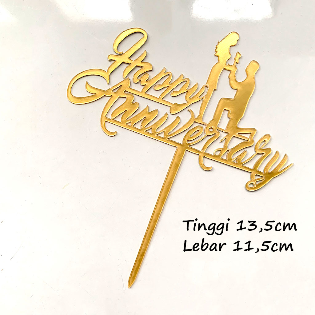 Cake TOPPER Hiasan Kue Akrilik ANNIVERSARY Acrylic