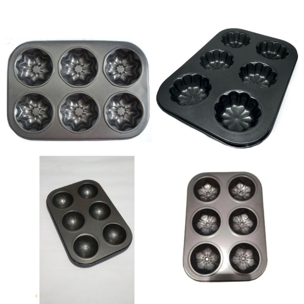 Cupcake Muffin Tray | Loyang Anti Lengket| Bakeware 6 Cup Muffin Pan