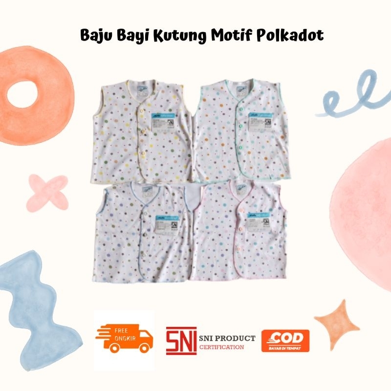 Baju bayi kutung buntung motif polkadot Arella
