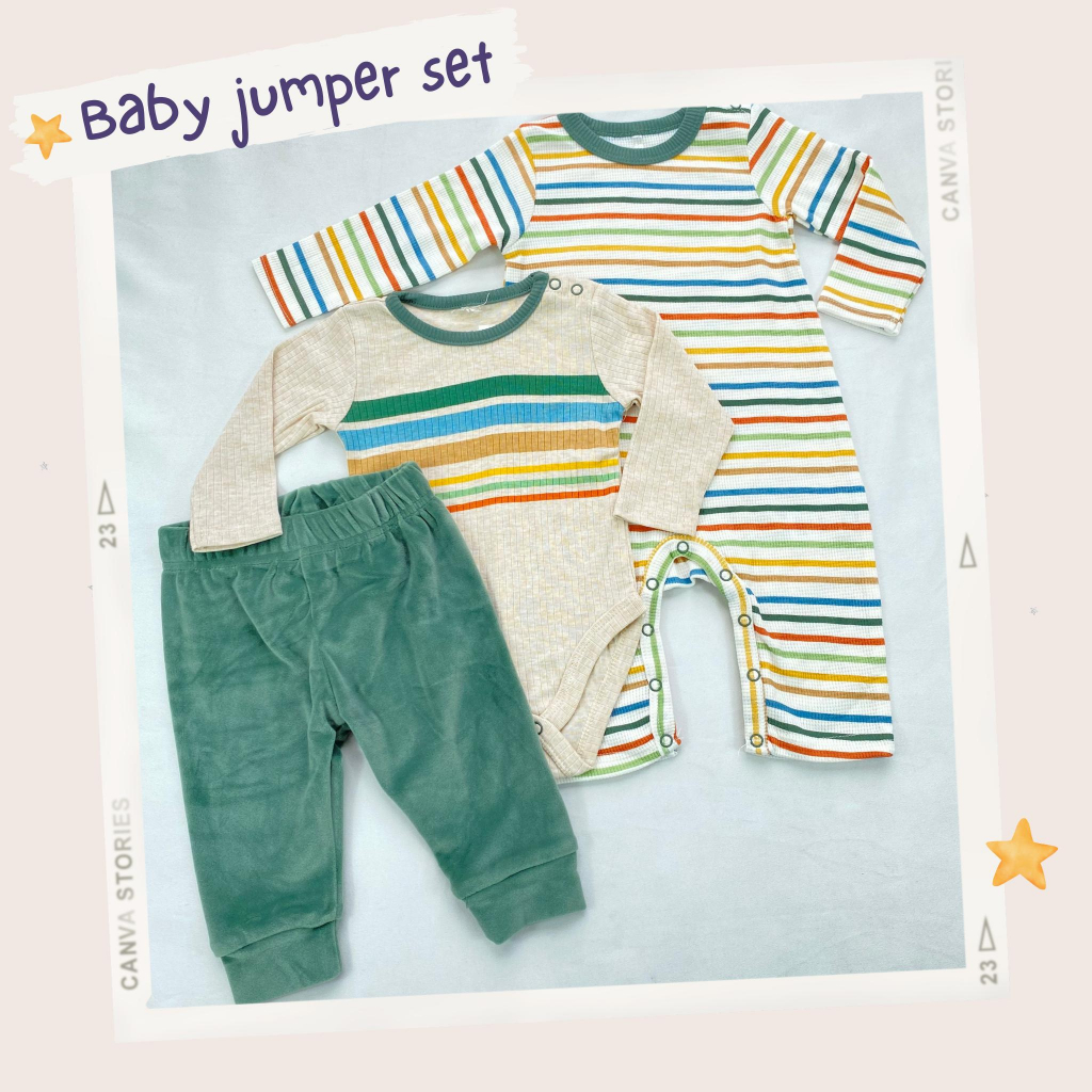 JUMPER SET anak 3in1 jumsuit ala korea lucu baby perempuan import premium ala korea