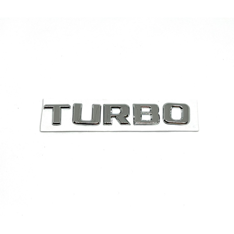 Emblem Logo Tulisan TURBO Chrome 12.5cm