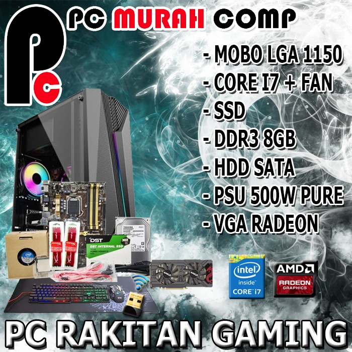 PC KOMPUTER RAKITAN GAMING OFFICE DESIGN I7 FULL RGB DDR3