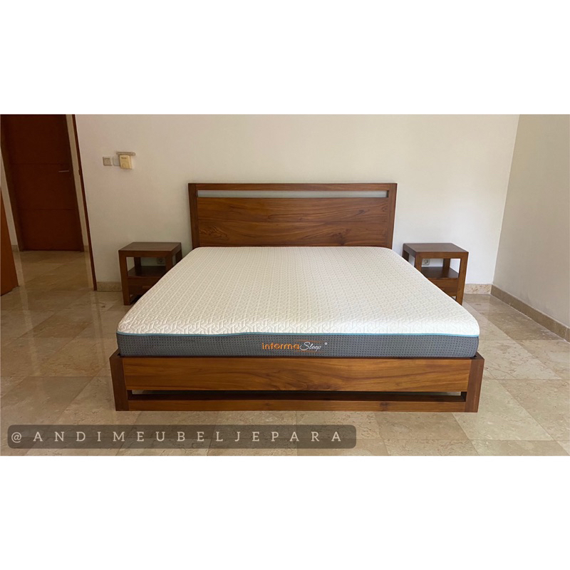 Set Dipan Tempat Tidur Nakas Minimalis Jati Modern