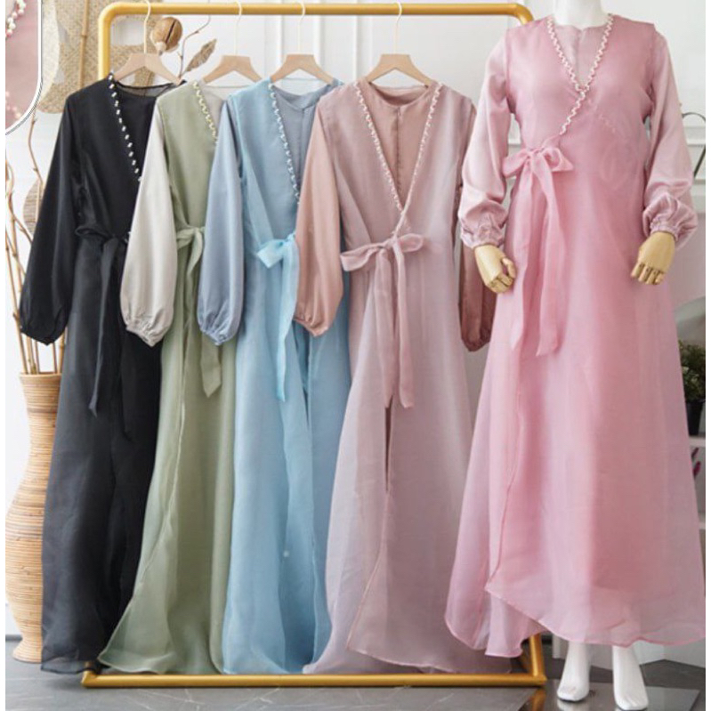 Yejin Kimono Dress || Basic Dress + Organza Outer (outer terpisah) Dress Kondangan Dress Bridesmaid cantik