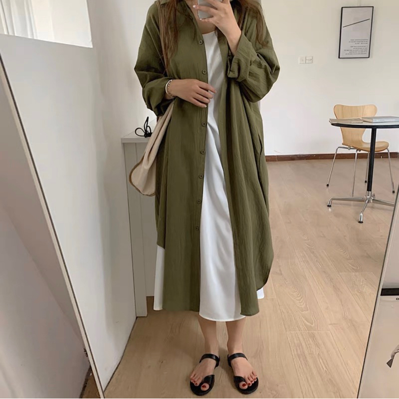 JC- LongHem Tunik Anggie / Long Tunik Premium / Tunik Crincle Premium Murah / Kemeja Wanita Panjang Korean Style
