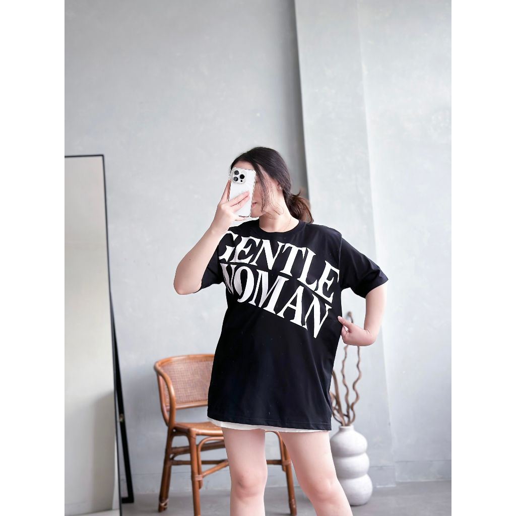 INFINITEE Kaos Oversized Wanita Uikuran Jumbo Lengan Pendek Bahan Katun