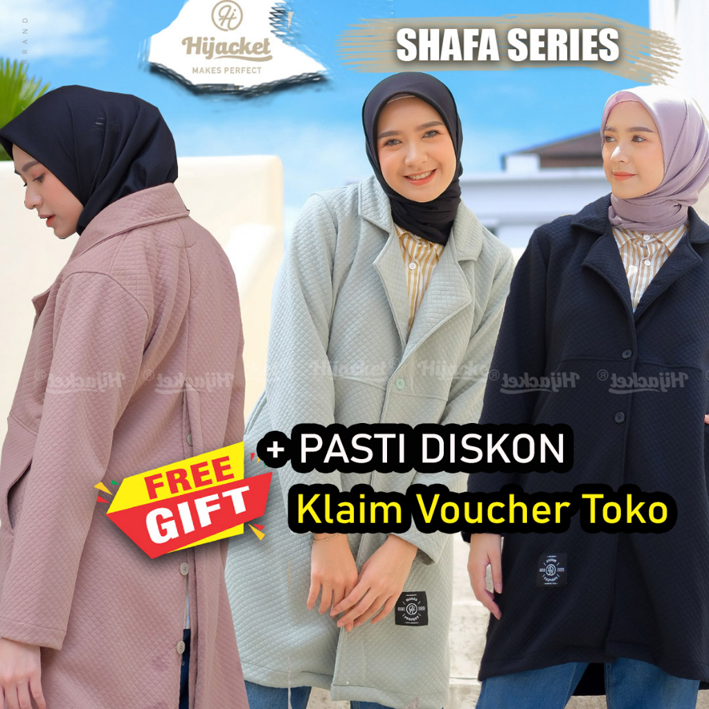 NEW Hijacket Series Shafa Quilting Knit Premium Look Mewah Elegan Jaket Hijaber Muslimah Panjang