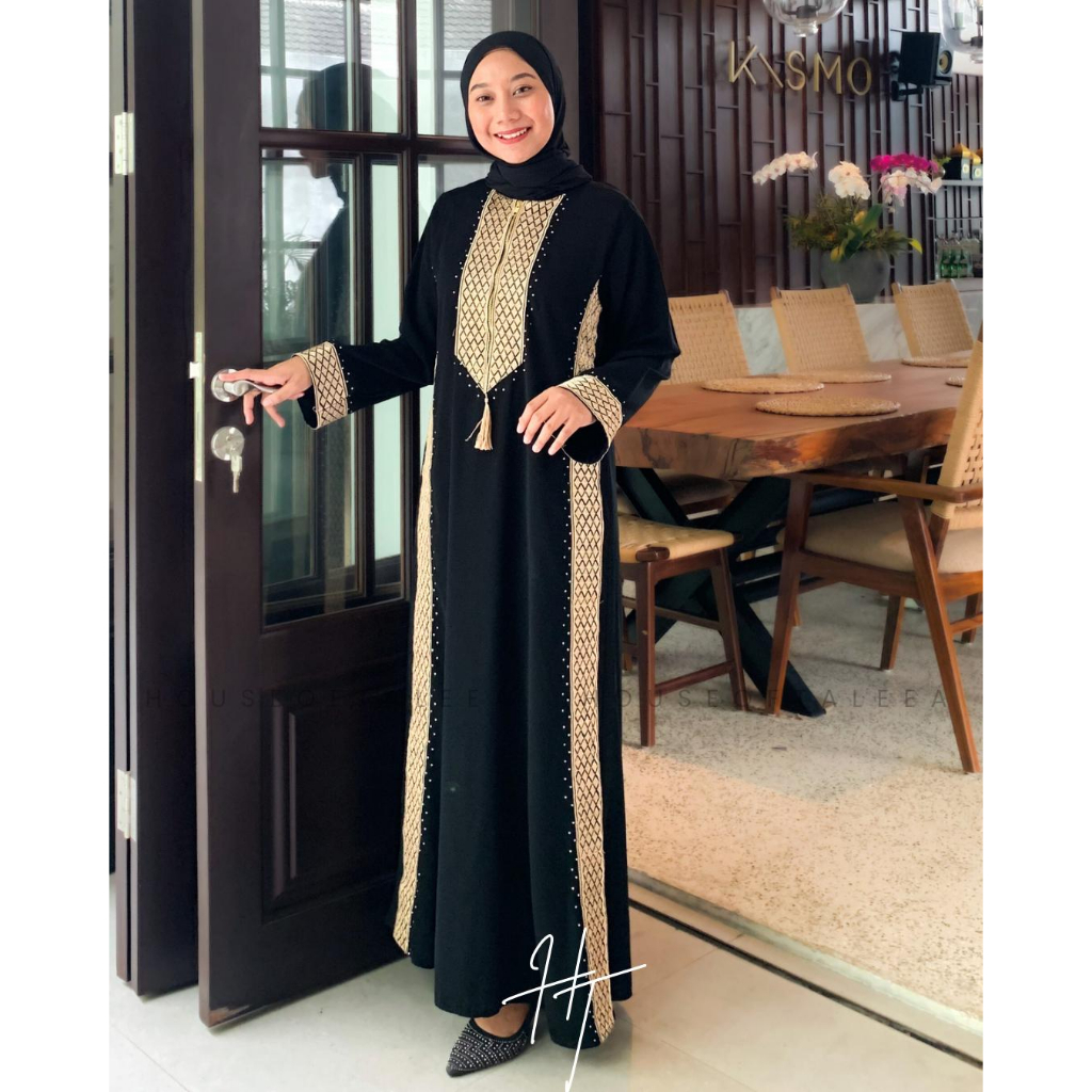 Abaya MARISA abaya bordir hitam gamis bordir gamis busui friendly