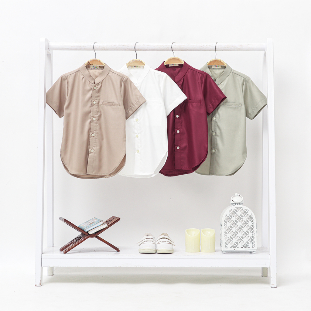 [SUDAH DICUCI] Yaiya Hasaan - Baju Koko Atasan Kemeja Tunik Lengan Pendek Polos Bayi Balita Anak Lak