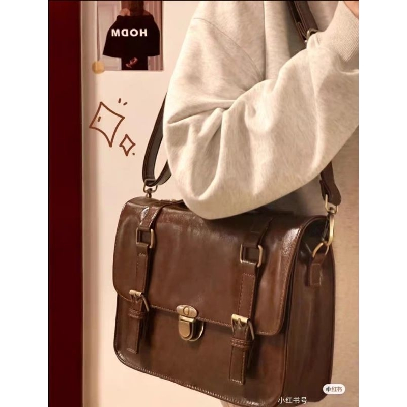 tas ransel kulit hitam & coklat