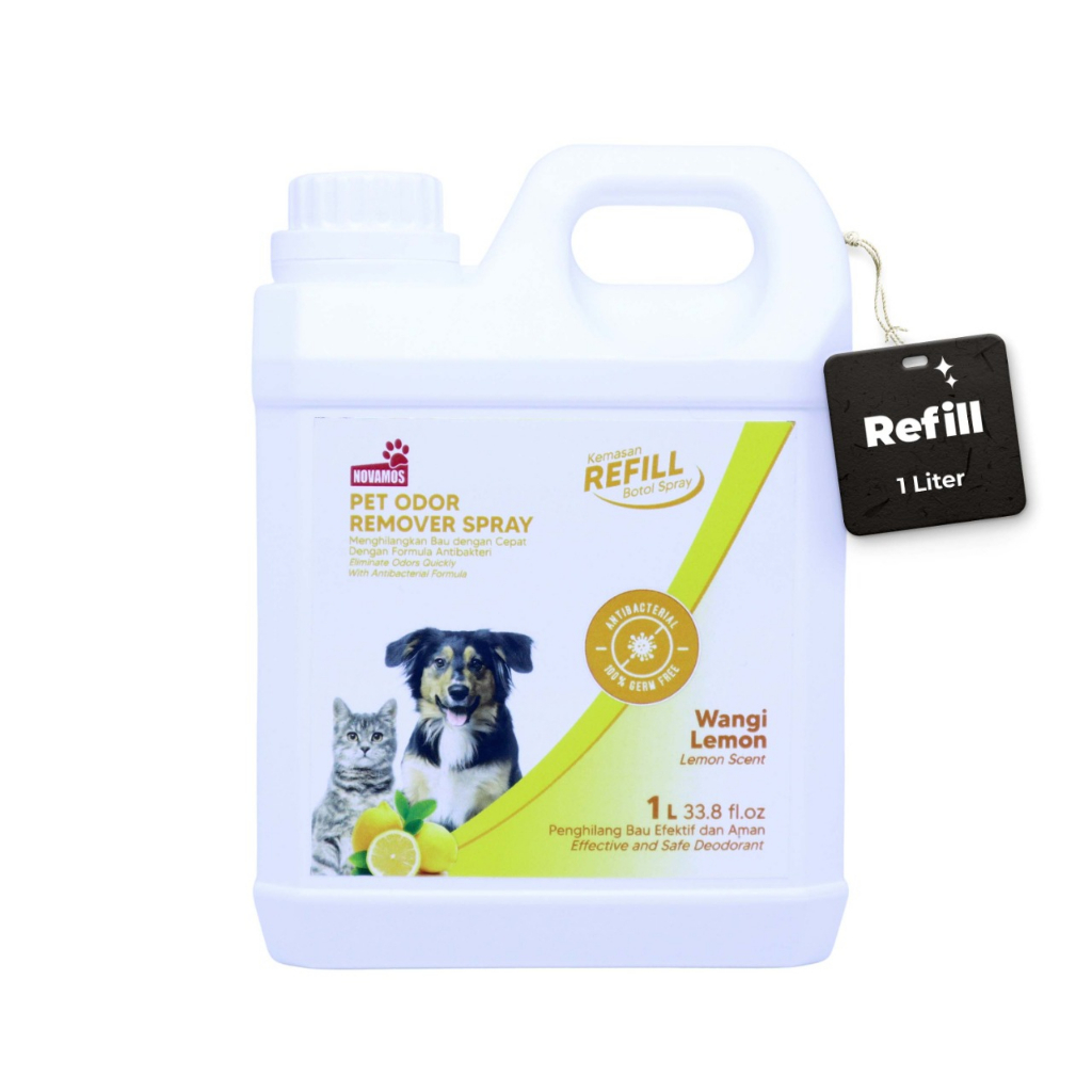 REFILL NOVAMOS Penghilang Bau Kotoran Binatang - Wangi Lemon 1 L - lemon