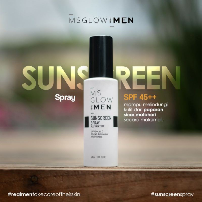 MS GLOW FOR MEN SUN SCREEN SPRAY / Sunscreen Semprot SPF 45++ Khusus Pria MSGLOW BPOM