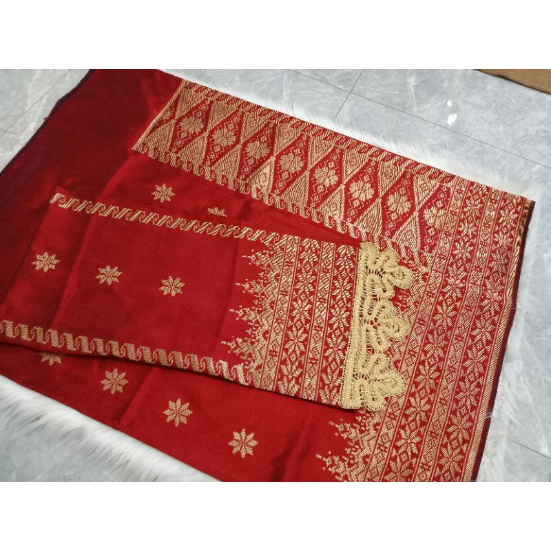 songket silungkang maroon gold