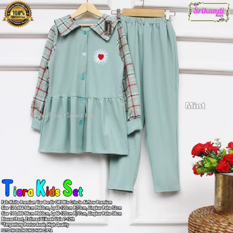 Tiara Set Kids Terbaru Setelan Tunik Knitt Anak Perempuan Mix Crinkle Setelan Tunik Kaos Knitt anak 