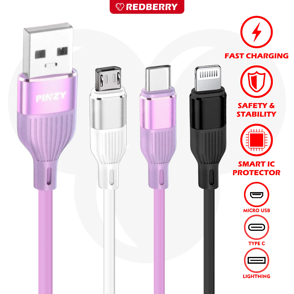 Kabel Data PINZY P25 Fast Charging iphone Lightning android Type C Micro USB cas charger HP original