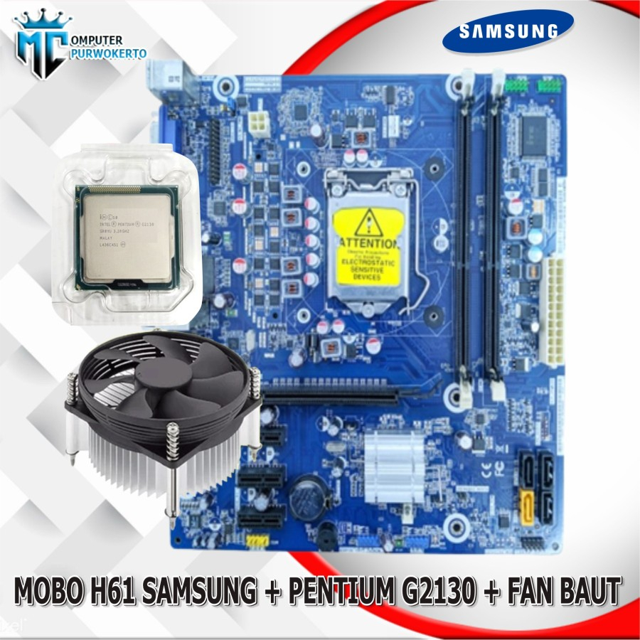 Mainboard Mobo LGA 1155 H61 OEM + Processor Pentium G2120/G2130 + Fan