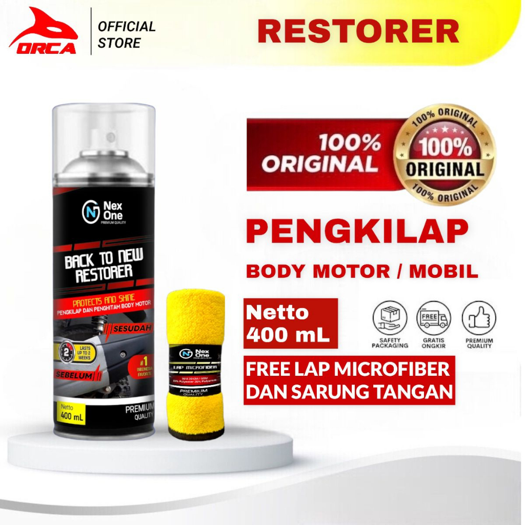 NexOne Back To New Restorer - Pengkilap &amp; Penghitam Body Motor free Lap Microfiber