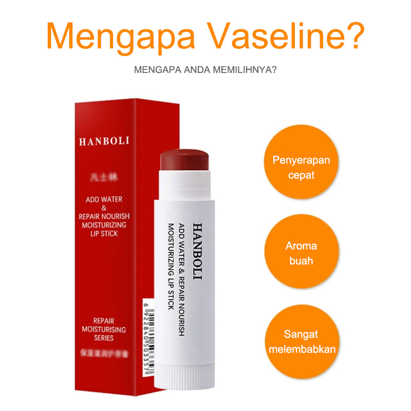 【COD】Red Orange HANBOLI Lip Balm Moisturizing Repair Nourish Lipstick Rubah Warna Pelembab Bibir Pecah Kering-CH