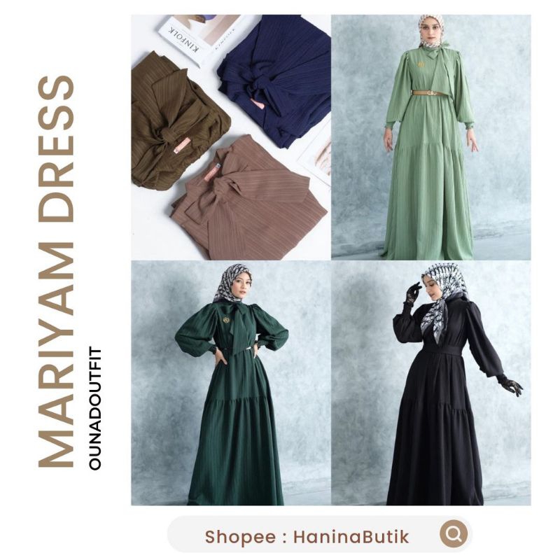 MARYAM DRESS by Ounad Outfit Warna Olive