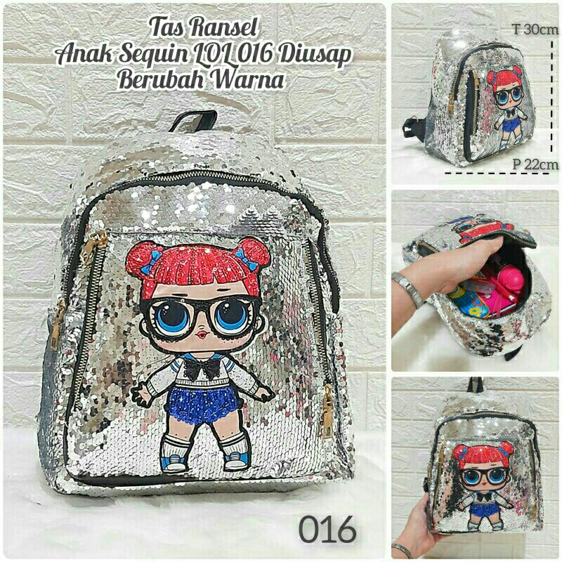 Tas Ransel Sequin 2 Gambar / Tas Sequin LOL Unicorn / Tas Ransel Anak Sekolah LOL / Tas Sequin