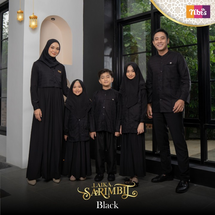 BIG SALE SARIMBIT NIBRAS LAIKA BLACK/ SARIMBIT KELUAR BY NIBRAS ORI/ BUSANA MUSLIM HITAM BEST SELLER
