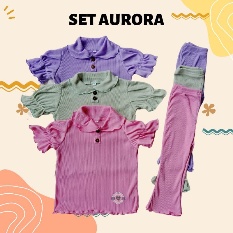 Baju Setelan Anak Perempuan AURORA Ruffle Knit Tee Rib Usia 1-5 Tahun