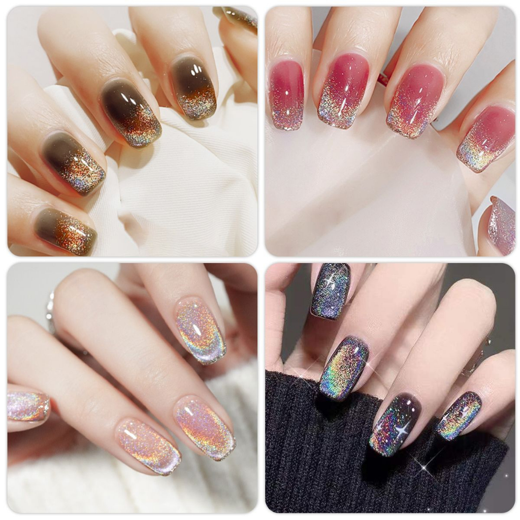 FINY HOLOGRAM GEL CAT EYE GEL POLISH RAINBOW / FNY KUTEK GEL PELANGI SILVER CAT EYE