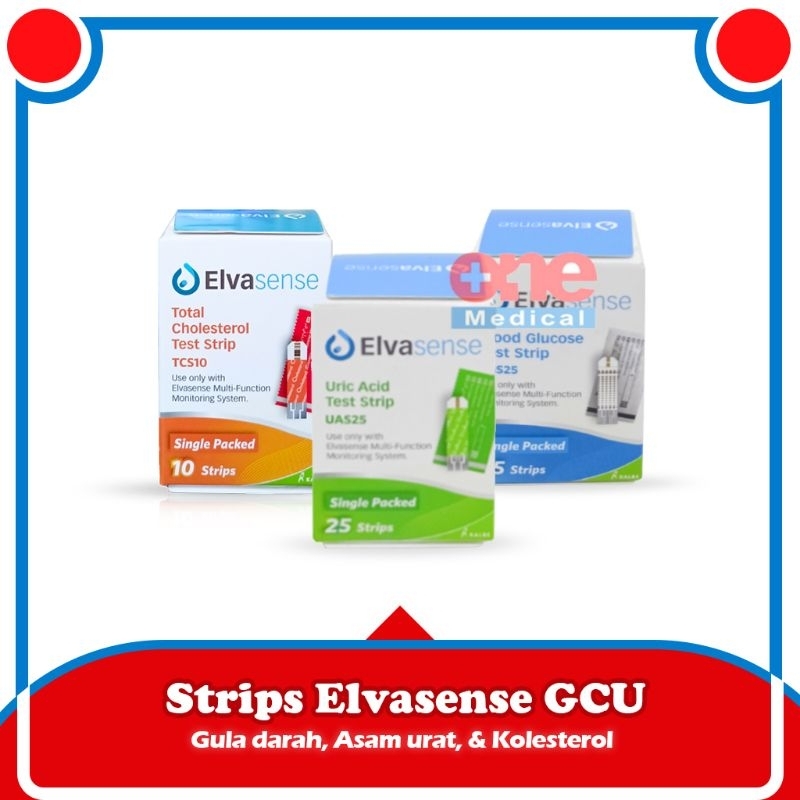 Strip Alat Cek 3in1 Elvasense GCU ( Gula Darah, Kolesterol &amp; Asam Urat )