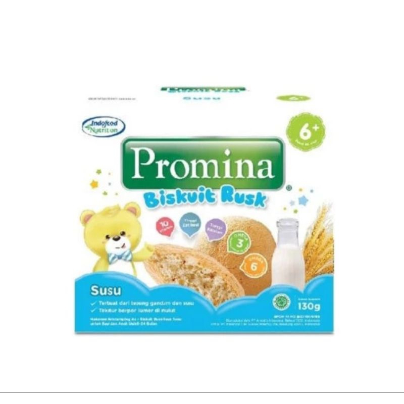 Promina Biskuit Rusk 130 gr - Biskuit Cemilan Bayi MPASI Rasa Susu