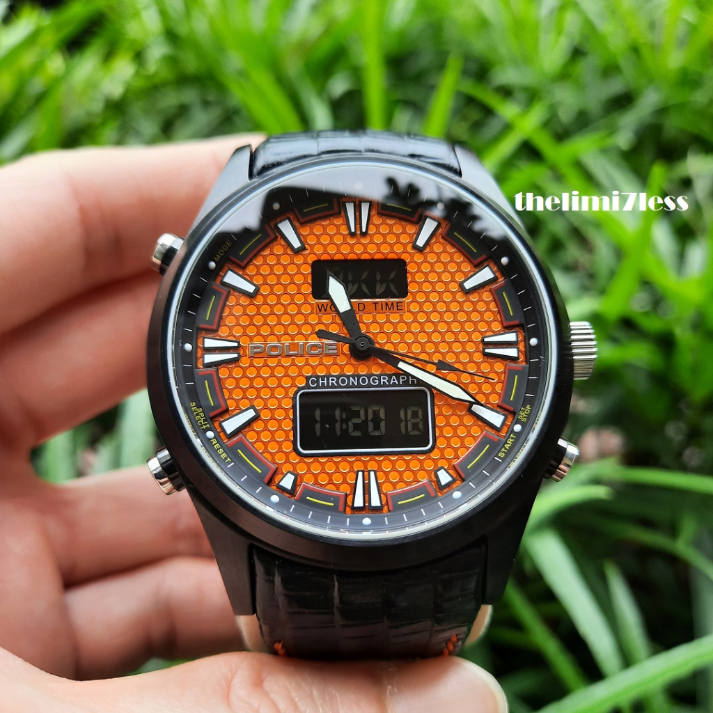 Jam tangan Police Timepieces analog digital quartz chronograph ref 11180J