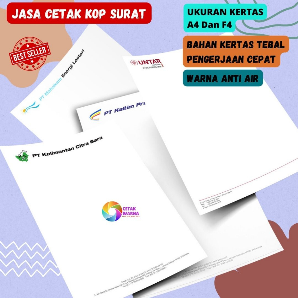 

Kop Kertas Surat 1 Rim - 70/80 gsm Full Colour