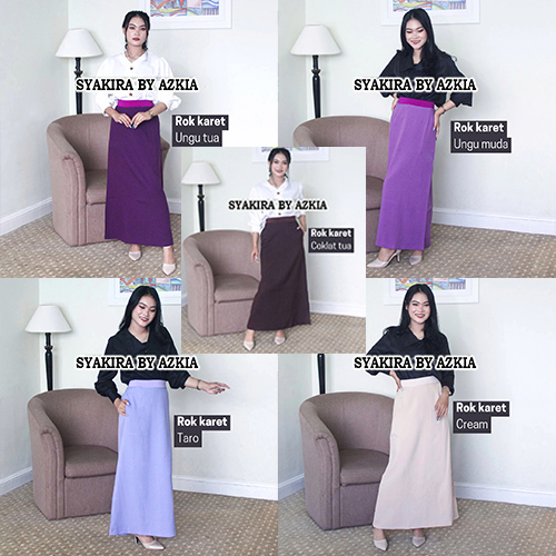 Rok A Syakira Warna Coklat tua-ungu muda-ungu tua-cream-taro Brand Syakira By Azkia Collection