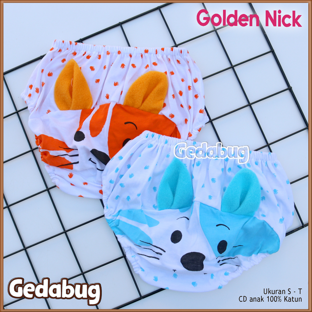 3 Pcs - Celana dalam anak Karakter lucu Golden Nick Kuping | Usia 1 - 4 tahun | Gedabug