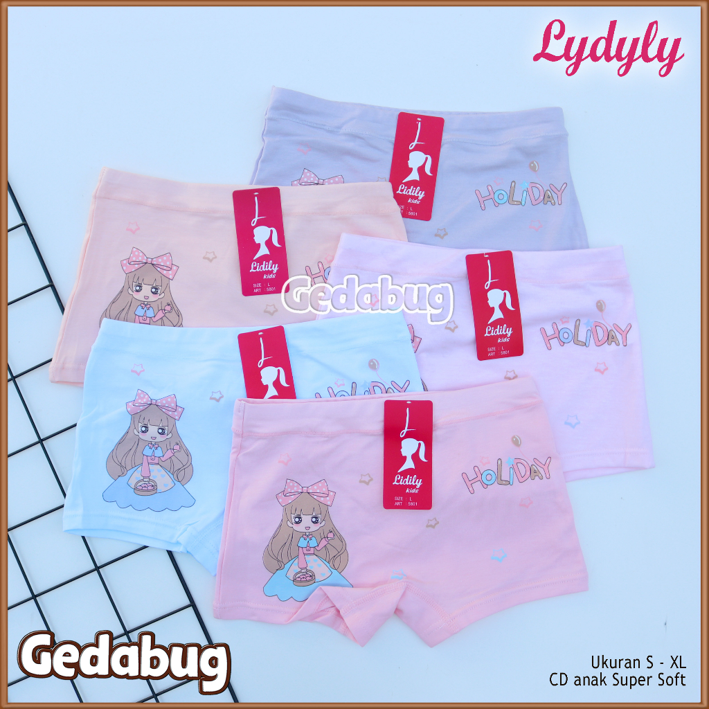 3 Pcs - CD Boxer Anak Girl LYDYLY 5801 | Celana Dalam Anak Perempuan Motif Girl Holiday | Gedabug