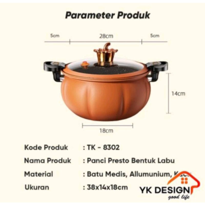 Panci Presto Anti Lengket Viral Pressure Cooker Pot Labu High Quality