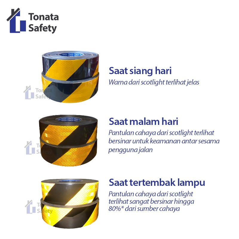 Sticker Pemantul Cahaya / Scotlight Tonata / Kuning Hitam Zebra 45 mtr