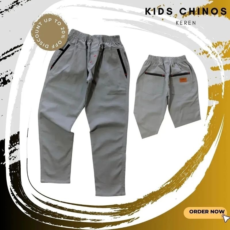 Celana Chinos Anak Laki Laki Panjang Premium Bahan Strech Melar Regular Slim Usia 8 9 10 11 12 13 Tahun