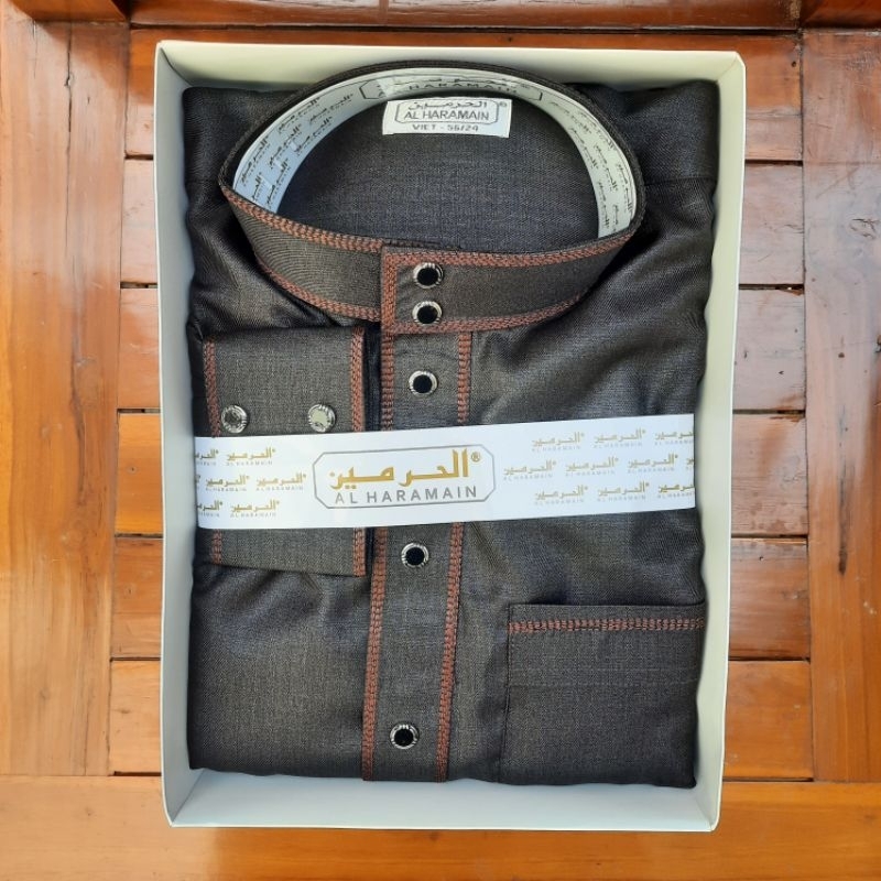 Jubah Al-Haramain Woll manset Warna Abu kecoklatan