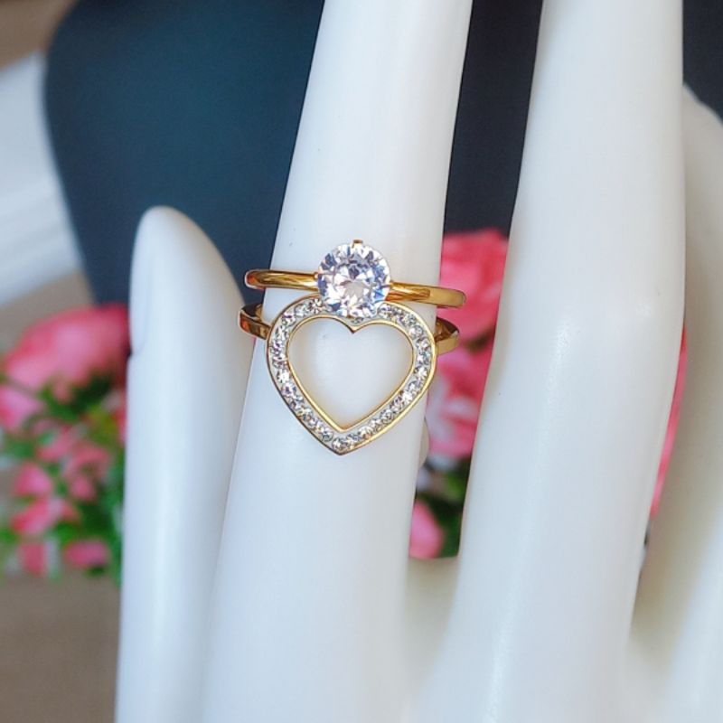 2 in 1 Cincin Love Batu permata