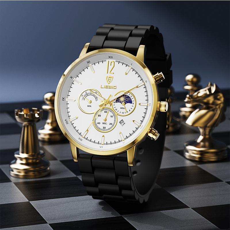 jam tangan pria anti air Men's Fashion Watch Quartz 30 ATM Watch Jam tangan premium tampilan siang dan malam