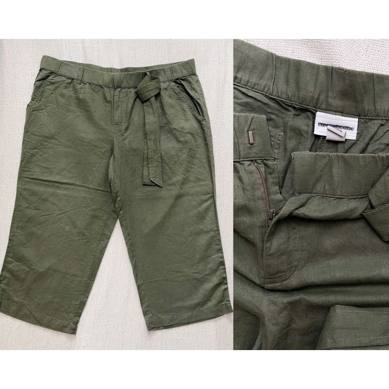 Liz Claiborne belted croped linen pants