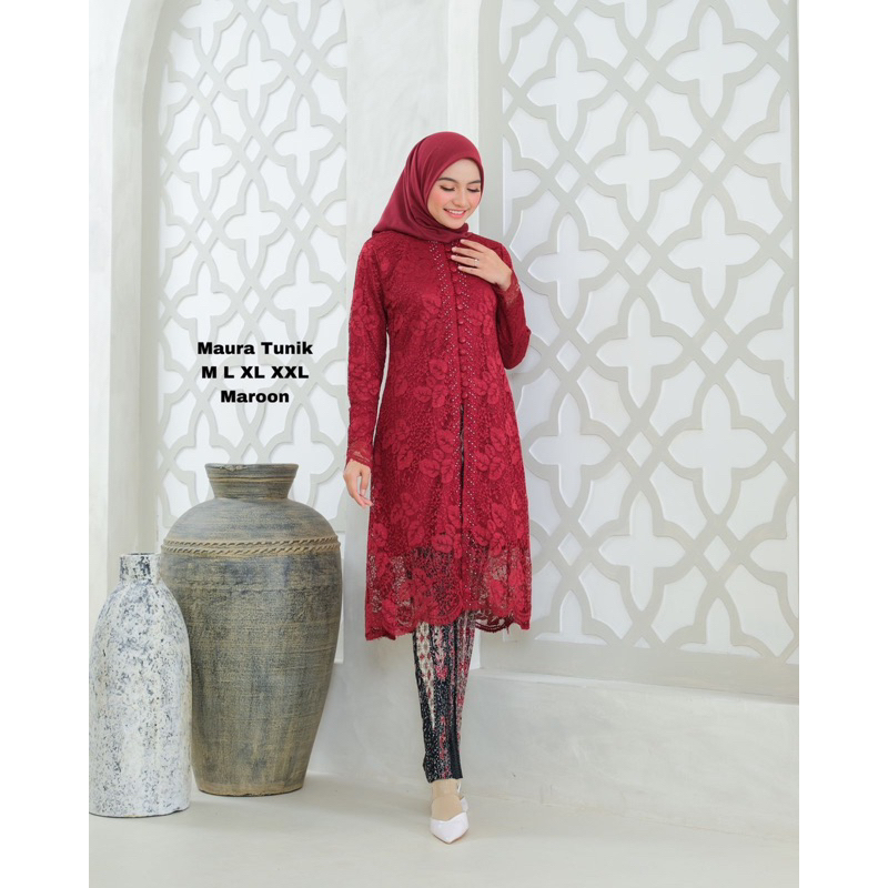 Kebaya Tunik Maura Brukat Payet / Kebaya Busui Brukat Kancing Payet / Kebaya Modern / Kebaya Kondangan / Kebaya Pesta