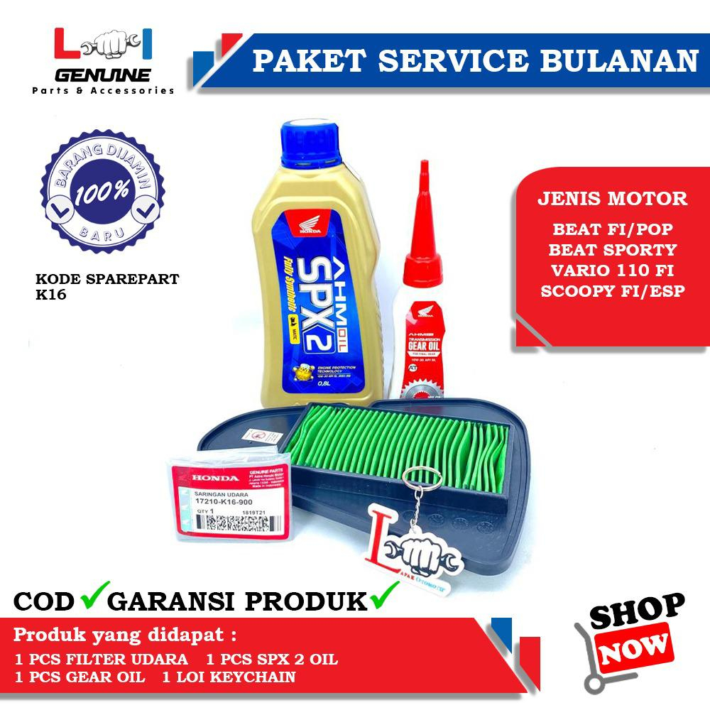 -LOI- PAKET SERVICE BULANAN OLI MPX 2 / SPX 2 FILTER UDARA BEAT FI , SCOOPY FI , BEAT STREET , BEAT ESP , VARIO 110 FI/ESP