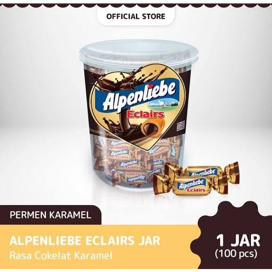 Alpenliebe Eclairs Chocolate Caramel jar 360 gr (100 pcs)