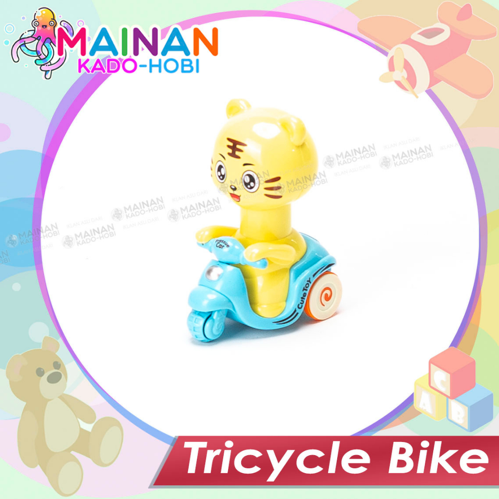 MAINAN ANAK KARAKTER ANIMAL PRESSURE CAR MOTOR VESPA RODA 3