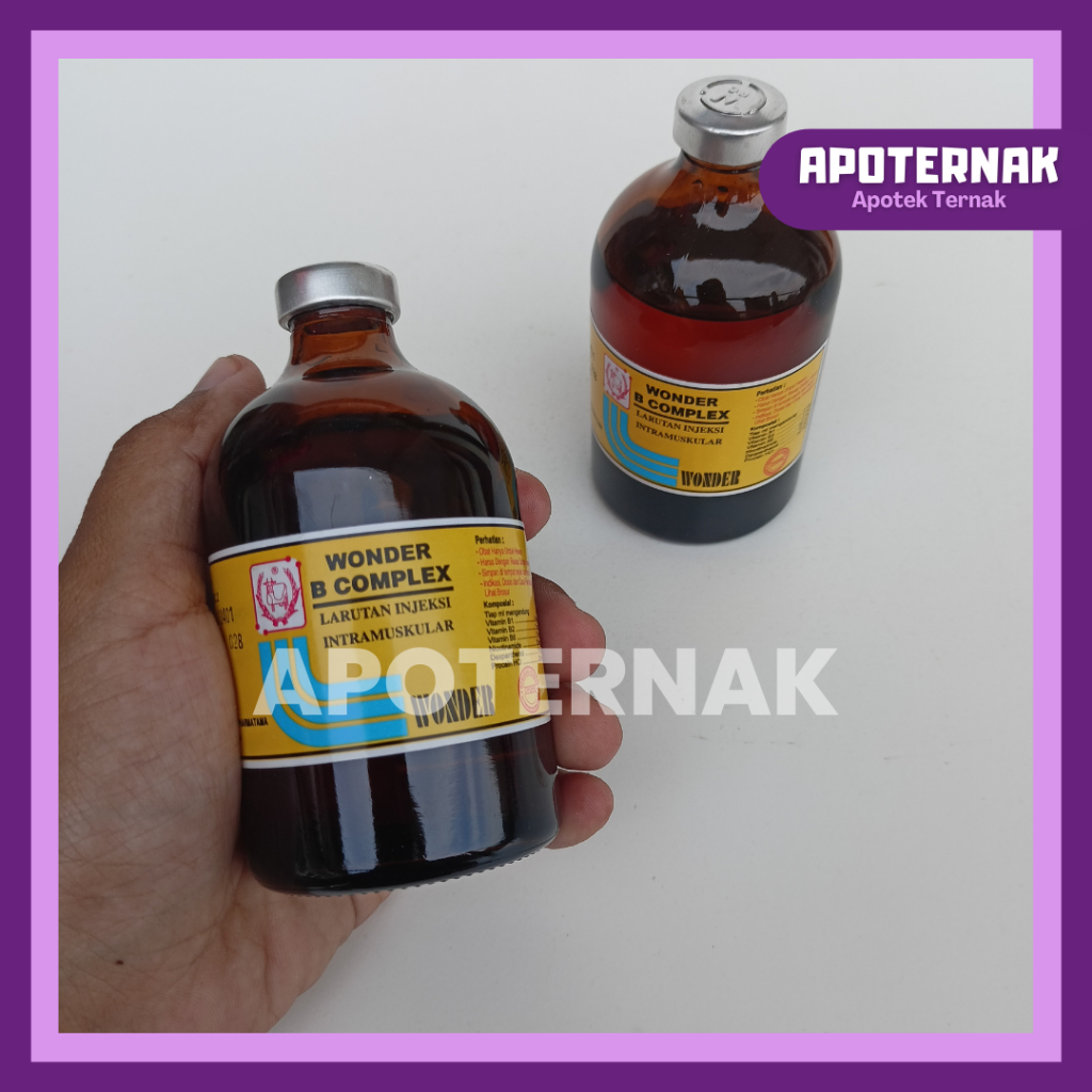 WONDER B COMPLEX 100 ml | Vitamin B Kompleks Injeksi Hewan | Vitamin B Complex Komplek B1 B2 B6 | WONDER