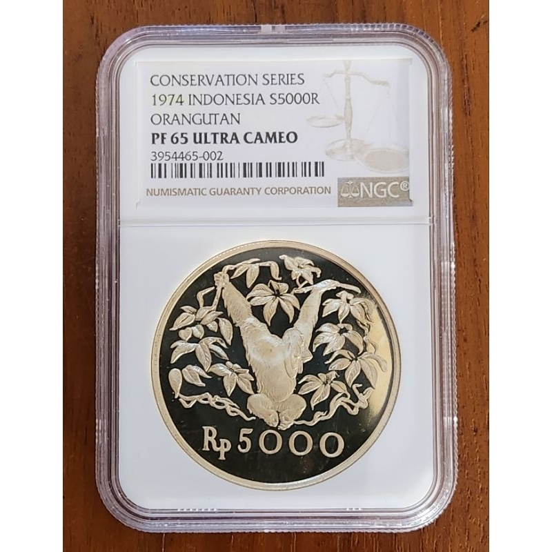 silver coin, koin perak rp 5000 th 1974 WWF NGC PF 64 Ultra Cameo