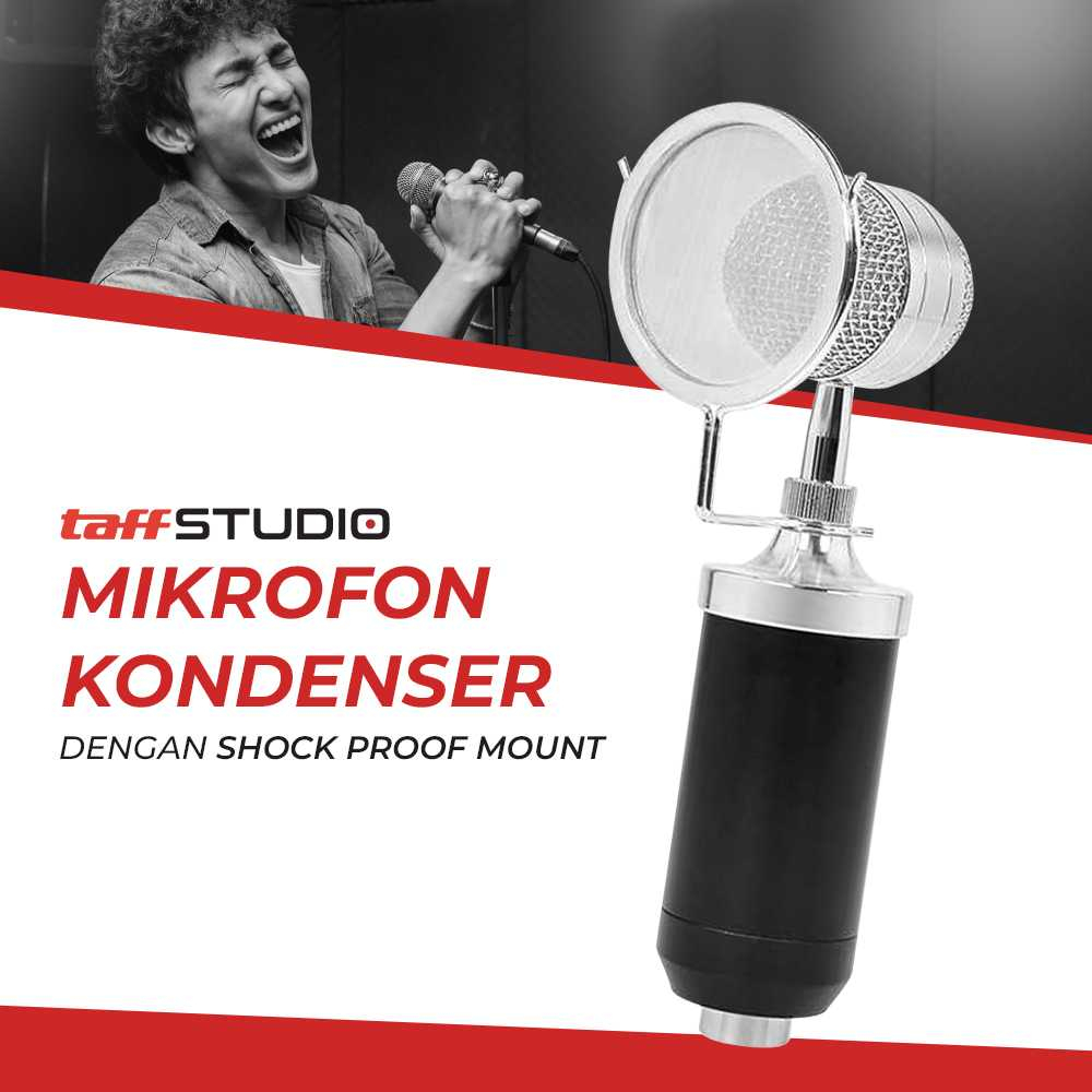 TaffSTUDIO Mikrofon Kondenser dengan Shock Proof Mount