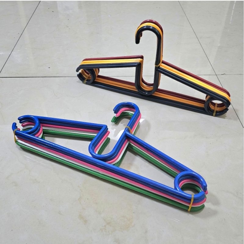 Gantungan/Hanger Baju Plastik Tebal Per Lusin (12 pcs) Gantungan Baju Warna Warni