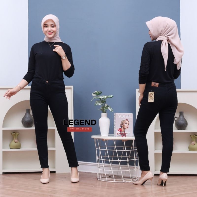 CELANA HIGHWAIST JEANS POLOS WANITA CEWEK